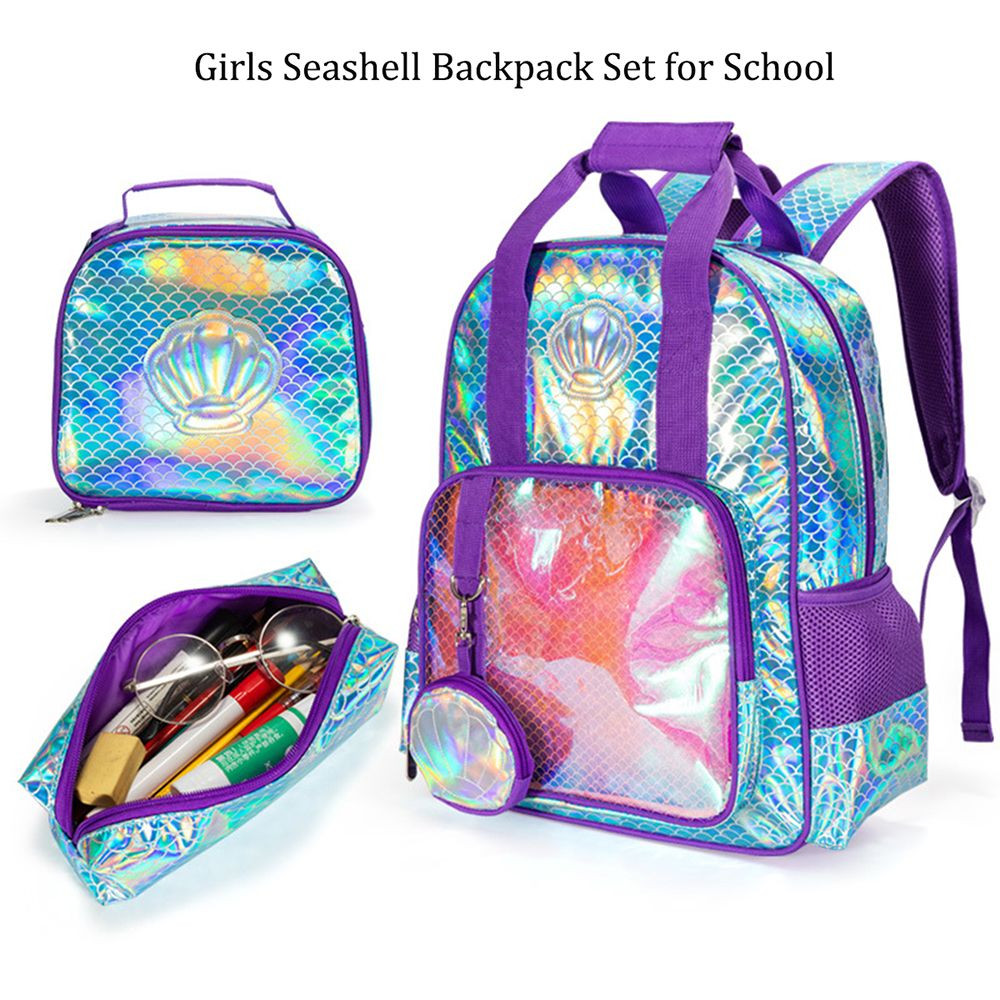 Buy Perfect 3 Piece Set Kids School Bag For Girls Waterproof Laser Pvc ...