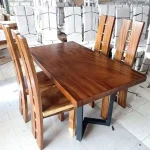 Trembesi Dining Set with Metal Leg A Chair