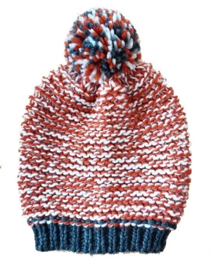 Kids knit hat with colorful bobble