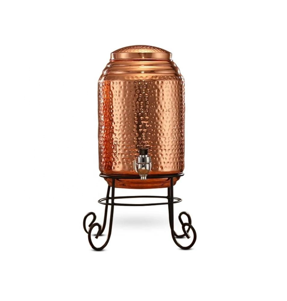 100% Copper Water Dispenser with Stand Hammered Design 5 Litres