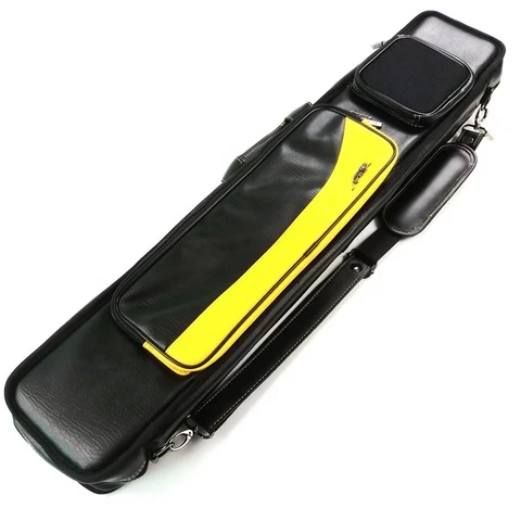 12holes=4B8S PU leather Billiards Pool cue cases high quality black with yellow design portable cue stick bags can customize
