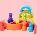 12pcs Wooden Rainbow toy creative wood rainbow stacked balance blocks baby toy Montessori educational toys for children