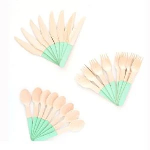 160MM Eco-friendly Wooden Disposable Cutlery Flatware Sets With Printing