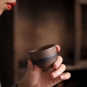 180ml Japanese Vintage Coarse Pottery Rust Glazed Mug