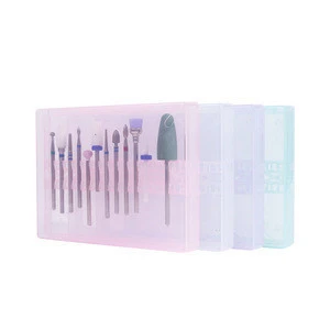 1pcs 14 Holes Acrylic Clear Holder for Electric Nail Drill Files Manicure Exhibition Tools 3/32&quot; Nail Drill Bit Box Organizer