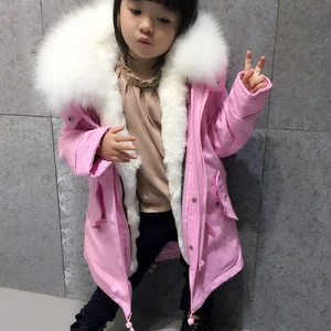 2017 winter fashion children kids fur coat with real fox wool rex rabbit animal fur one piece retail