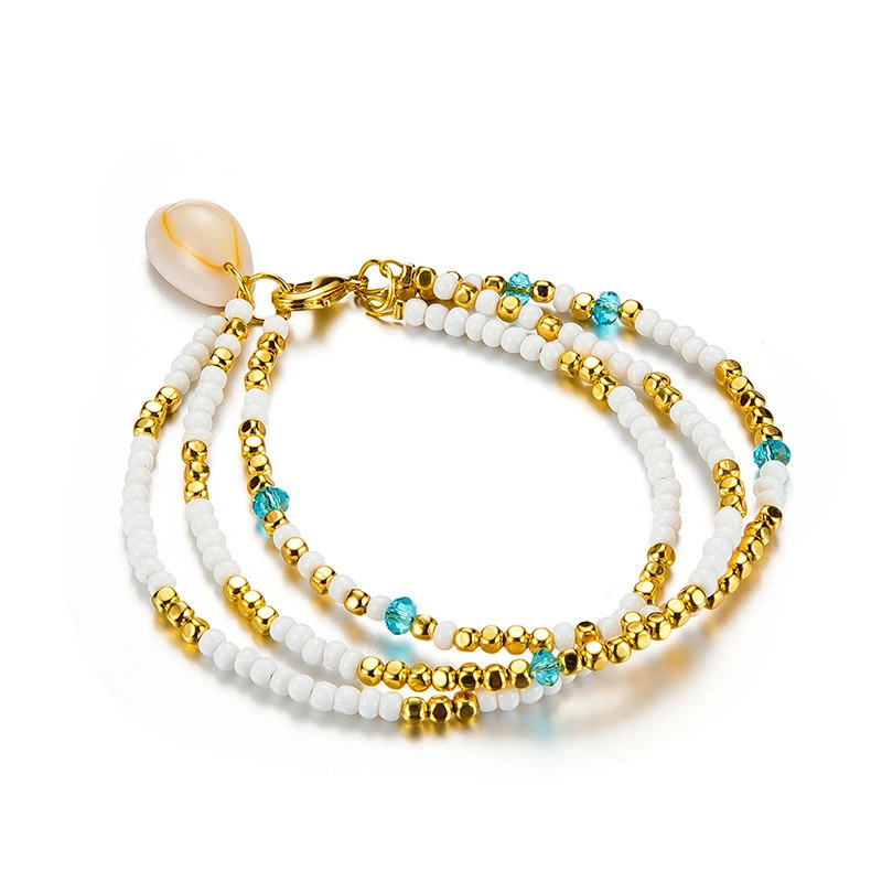 2019 Bohemia Colorful Beaded Anklet White Natural Shell Anklet For Summer Beach Body Jewelry