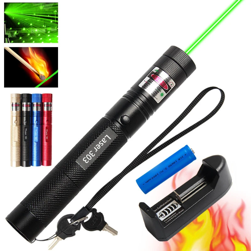 2020 High Power green Laser flashlight 303 Pointer Outdoor Long Distance Laser Pointer Starry Head Burning Match
