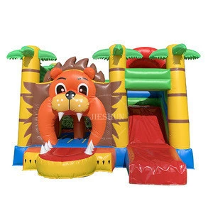 2020 hot sale  Indoor inflatable carton bounce lion jungle bouncer animal inflatable bounce house with slide