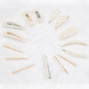 2020 INS hot gold color girls pearl hairgrips factory designer fashion Korean women pearl hairclips wholesale