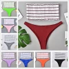 2020 new swimwear multicolor striped tube top split swimsuit female bikini