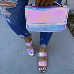 2021 Casual Elegant Sandals With Purses Sets Women Shoes Open Toes Flats Girls Slides Fashion Slippers Snug And Bags