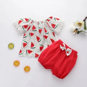 2021 new young girl Girl fashion summer fruit print toddler Children clothes