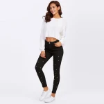 2021 South America High Waist Nail Drill Beads Hip Up High Stretch Pants Women Denim Jeans