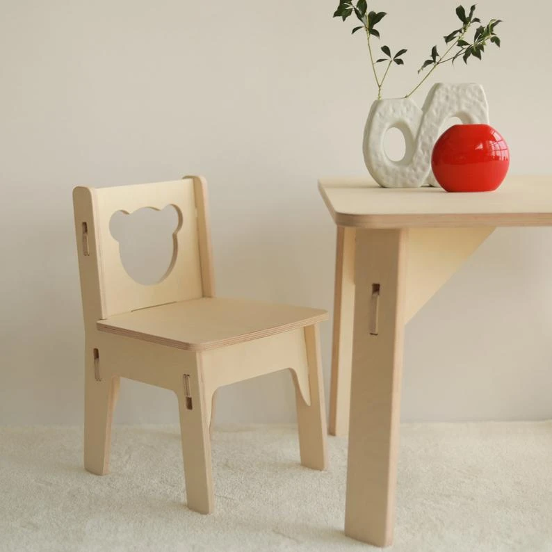 2021cheap bear style wood chairs children favorite toys kids table and chairs wood study table nordic table school furniture