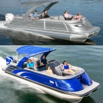 2023s Starship  Premium 27ft Pontoon Boat with Outboard Motor for Surfing and Fishing