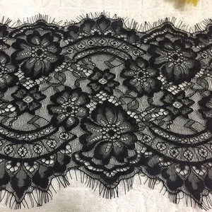 24 cm Eyelash Flower Design Inelasticity Black Lace For Dress Bra Curtain