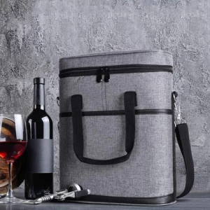 3 Bottle Travel Wine Carry Cooler Tote Bag with Handle and Adjustable Shoulder Strap Insulated Wine Carrier