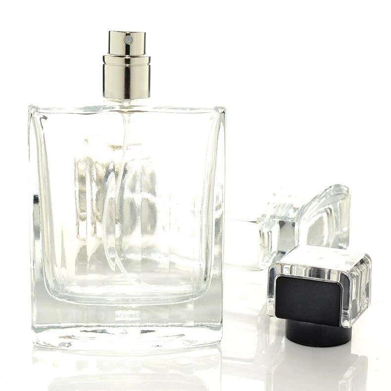 30ml 50ml 100ml Rectangle Shape Clear Empty Glass Perfume Bottle