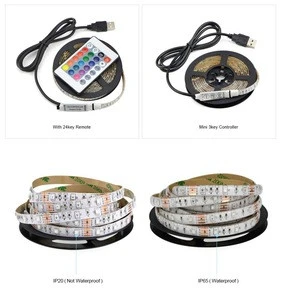 3528 USB RGB LED Strip Light DC 5V Color Changing String Tape Ribbon IP20/IP65 1M 2M 3M 4M 5M RGB RF Or IR Controller