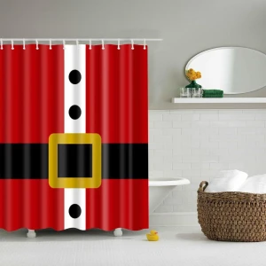 3D Christmas Shower Curtain 72 x 72 inch Decorative Bath Curtain Waterproof Bathroom Shower Curtain