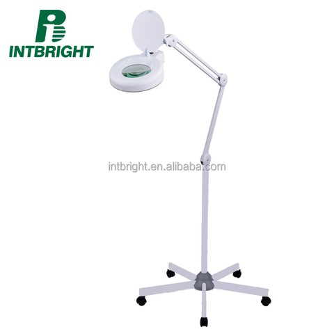 3X,5X and 8X intbright floor stand magnifier lamp beauty salon equipment led magnifying glass with light