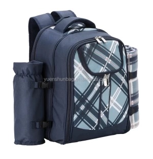 4 Person Blue Picnic Backpack Bag With Cooler Compartment