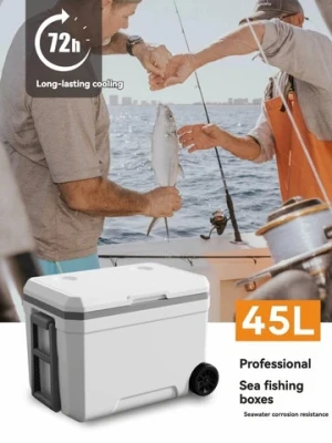 42 Quart Ultra-Light Wheeled Hard Cooler Insulated Portable Ice Chest Box