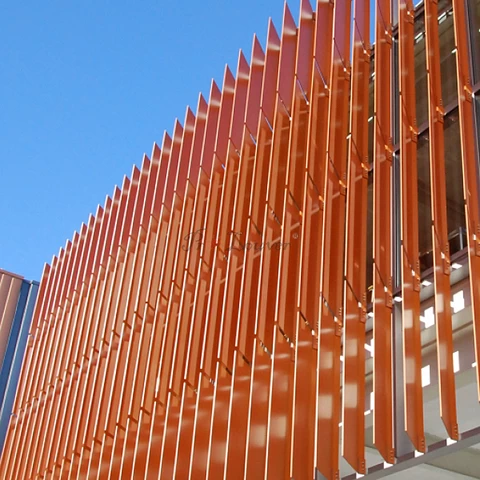 45 Degree Installation Aluminum Sun Shade Perforated Panel Facade Wall