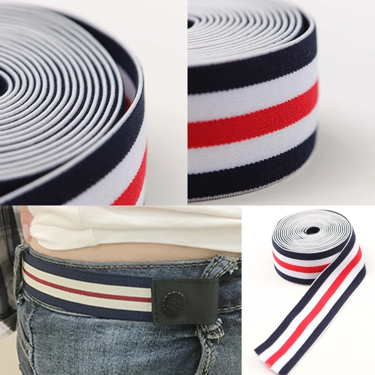 4cm Custom High Tenacity Binary Color Stripe Jacquard Elastic Tape for Underwear Waist Band
