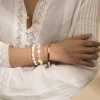 4PCS WomensRetro simple small fresh color heart shell beaded bracelet imitation pearl acrylic bracelet set
