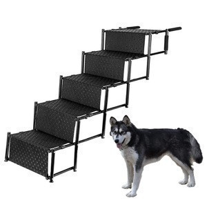 Buy 5 Steps Metal Frame Folding Pet Ramp Dog Car Step Stairs Portable ...