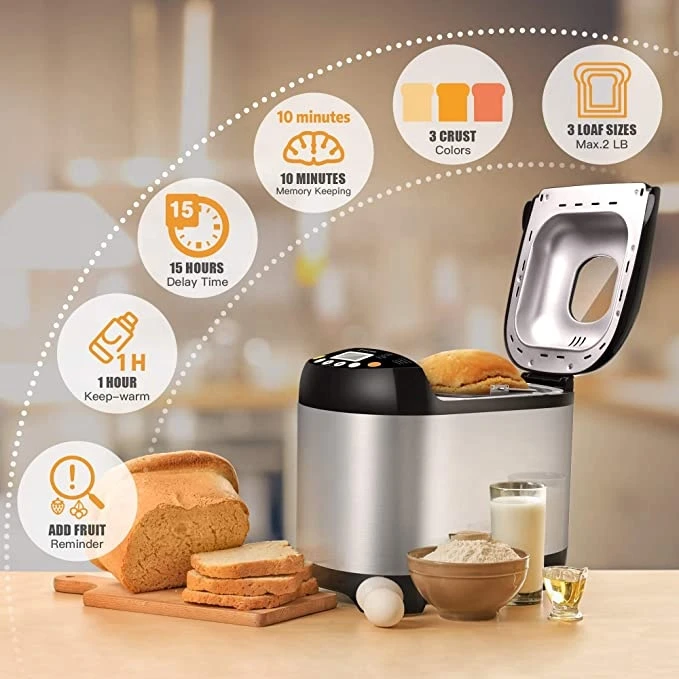 500g/750g/1000g PP home and lid electric bread maker