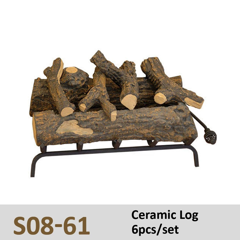 6pcs/set Fire Gas Logs Ceramic Firewood Set