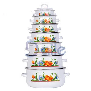 7 Pcs Eco-friendly Enamel Cookware Sets Cooking Casserole Pot Price