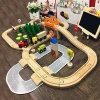 78Pcs Wooden Train Track Toys Magical Magnetic Rail Bridge Station Magnetic Car Educational Toys For Children Brio Trains Cars