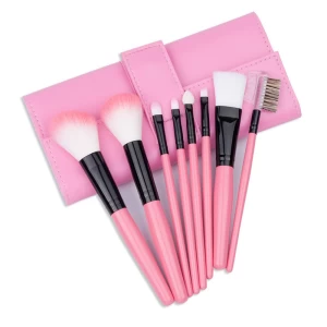 8PCS Portable Travel Pink Cosmetic Makeup Brush