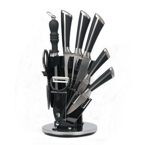 9pcs hollow handle knife block set kitchen knives accessories stainless steel