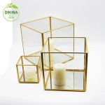 A very beautiful mid century Vintage Art Glass Candle Holder, Metal Candlestick, geometric glass lotus flower candle holder