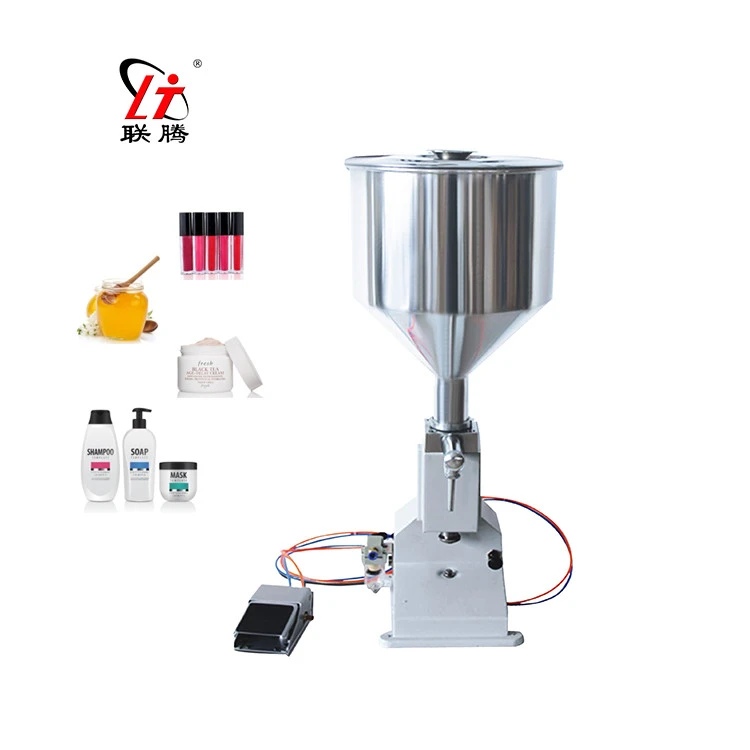A02 pneumatic beverage honey shampoo nail cosmetic plastic paint bottle liquid paste packing and filling machine