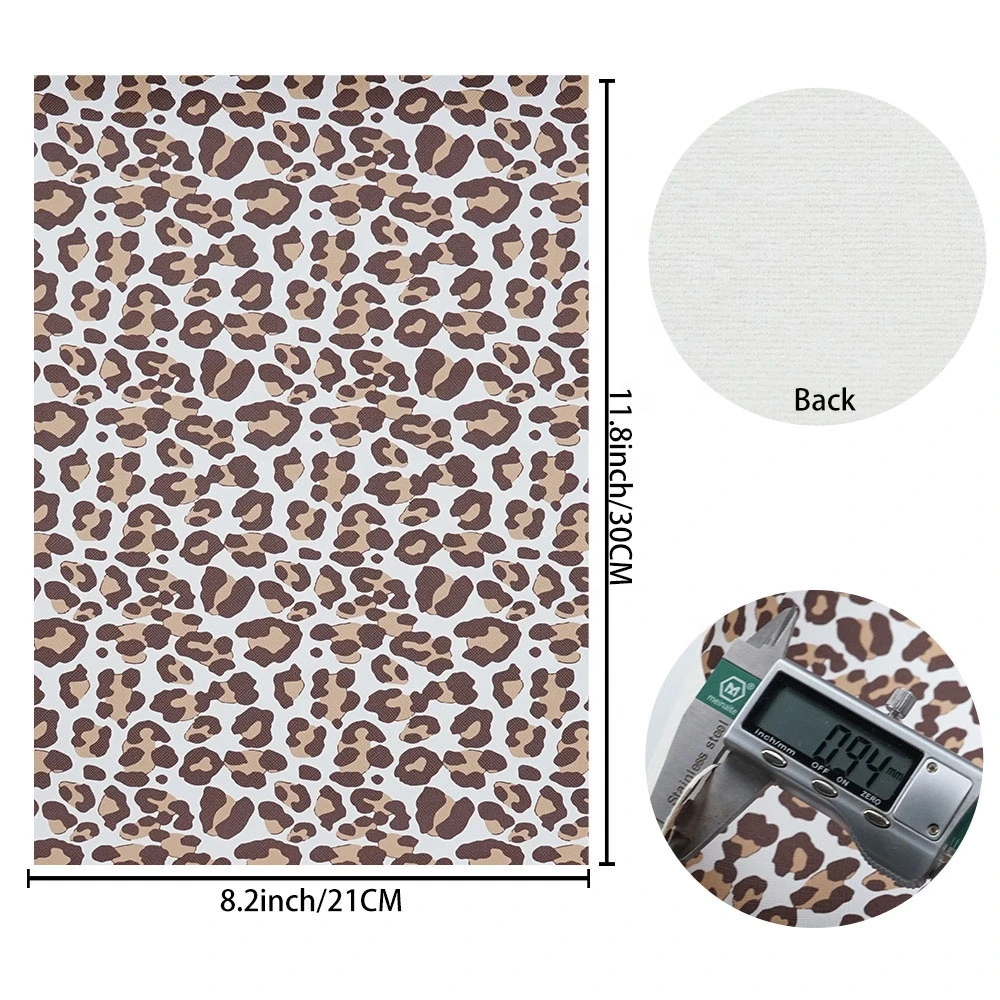 A4 Leopard Print Vinyl Synthetic Faux Leather Sheets rexine Fabric for Handmade Crafts Hair Bows Bags Earrings Sofa Making