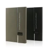 A5 PU leather  black grey USB flash notebook gift