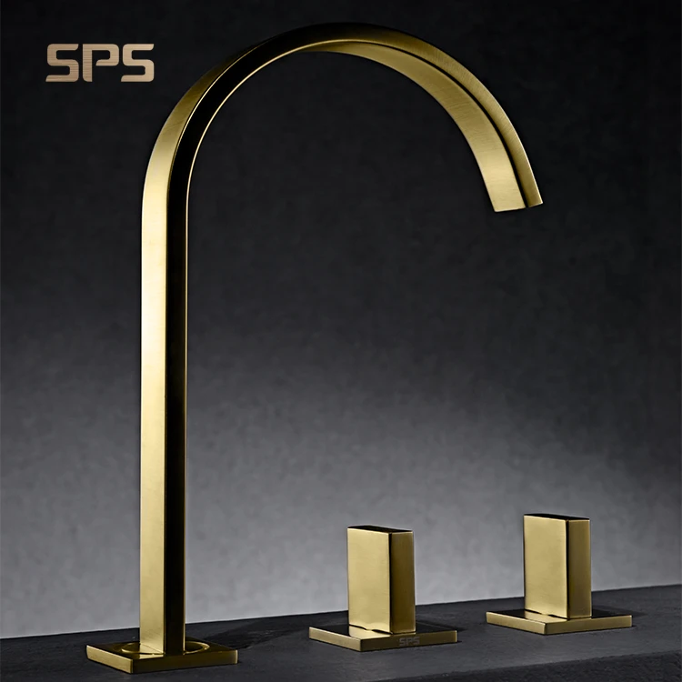 A9036 SPS Dual_handle tap bathroom_faucet Rose Gold bath sink Faucet Brushed Gold Water Washbasin Brass Body Basin Mixer Tap