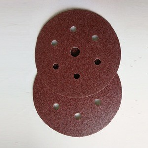 Alumine Sander Hook And Loop 7 Holes Red Abrasive Disk