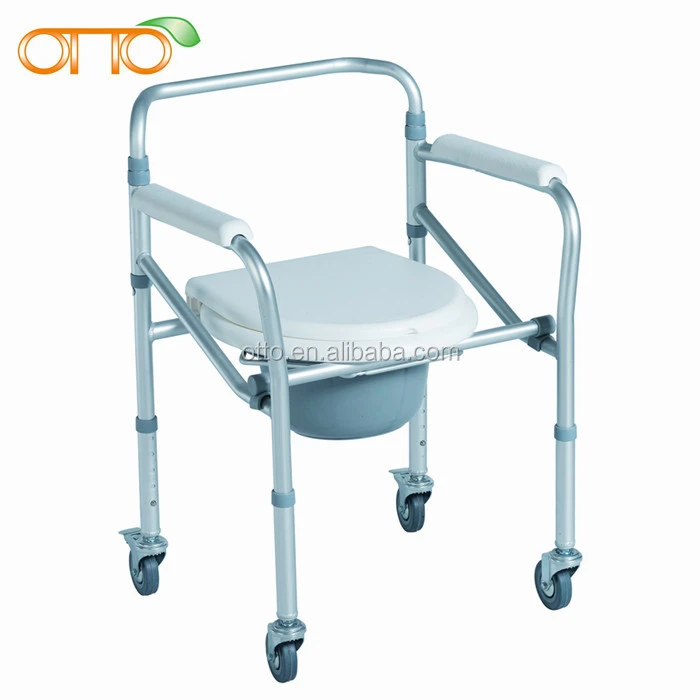 Aluminum folding toilet chair with wheels