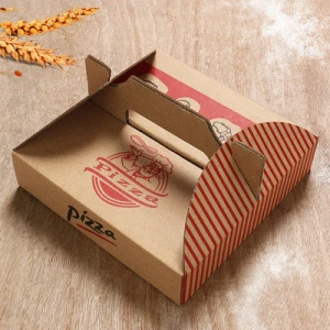 Amazon hot New 2021Food Box Corrugated Paper Brown Pizza Box New disposable portable Packing box