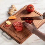 Amazon hot Sale Natural Wood Cutting Chopping Board Anti Slip Log Saw Chop Board