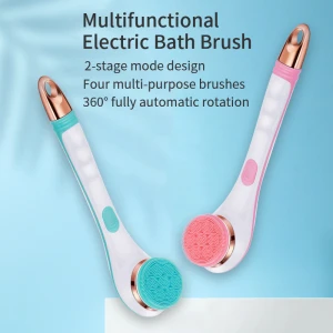 Amazon hot selling silicone bath body brush Water resistant electric bath body scrub long handle bath brushes set