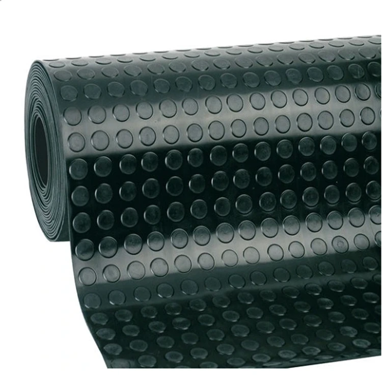 Anti Slip Black Round Stud Coin Pattern Rubber Flooring Mat