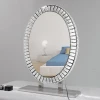 arrvials Oval consol table gold mirror glass makeup crystal Vanity Mirror